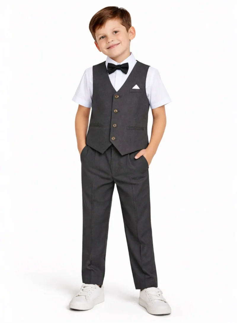 victor and jane Boys 4 Piece Set Waistcoat, Shirt, Trousers & Bow Tie Set (3 Years–8 Years)